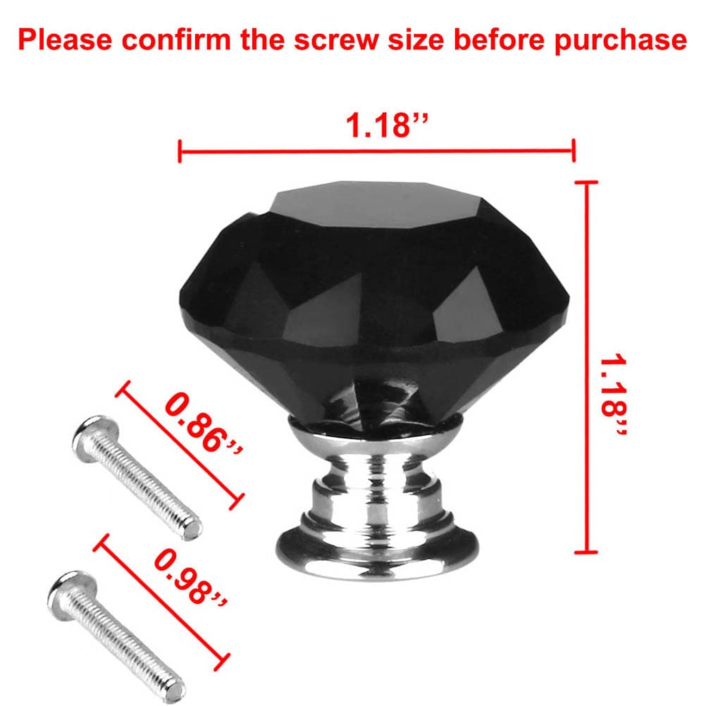 Black Faceted Crystal Ball Cabinet Knobs Set of 8 - image 14