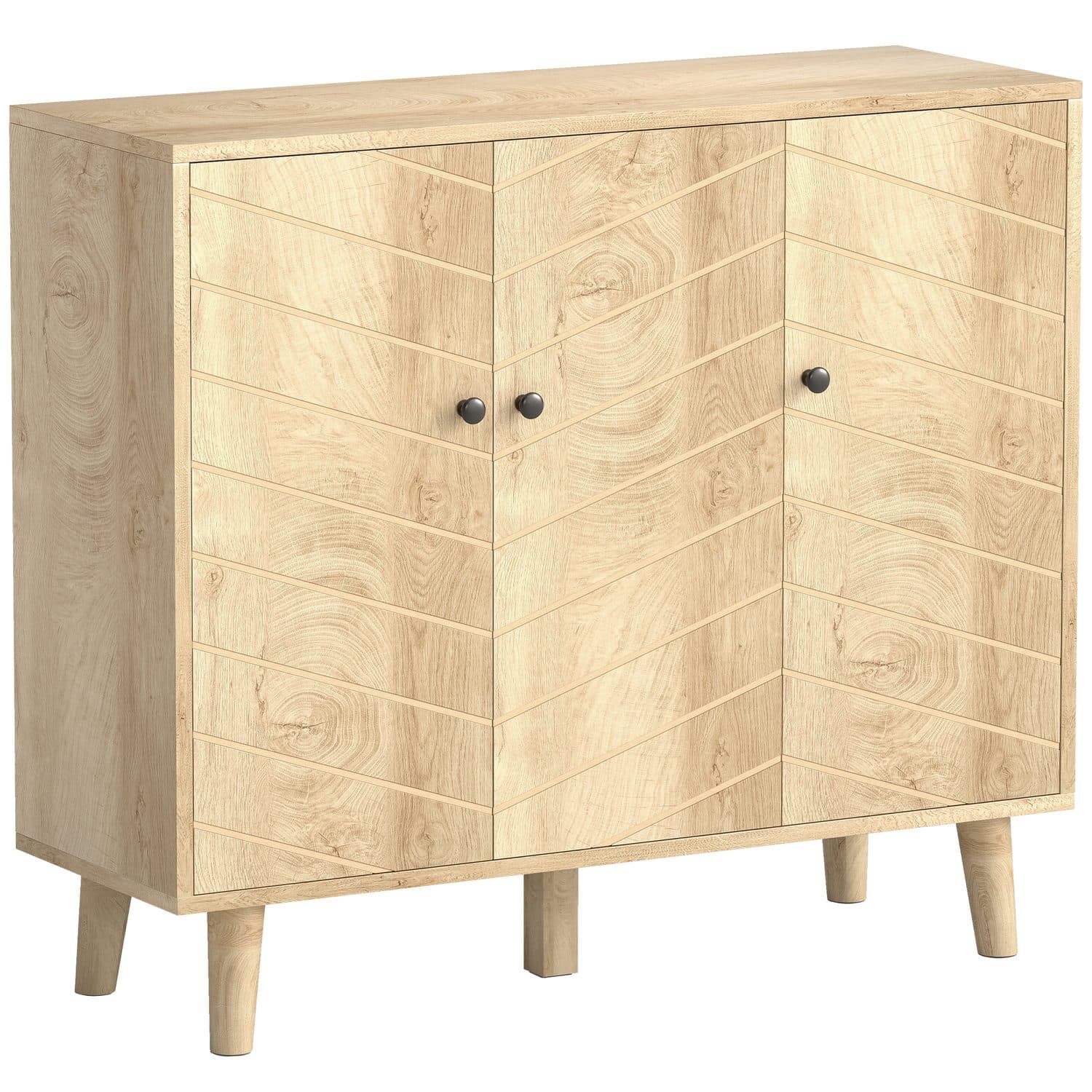 Vintage Chevron Sideboard - Natural wood finish