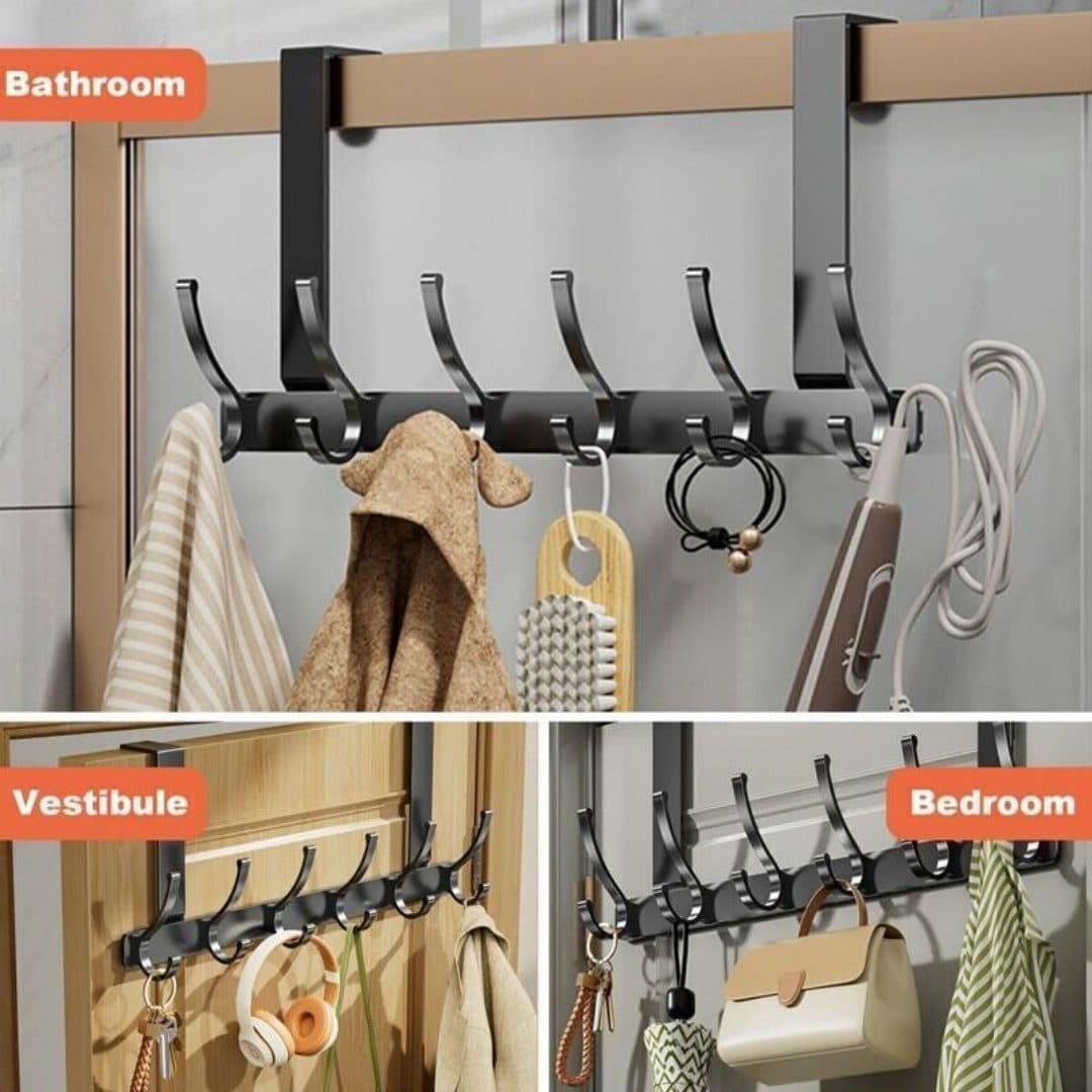 Heavy-Duty Over Door Hanger with Six Hooks in Matte Black - image 8