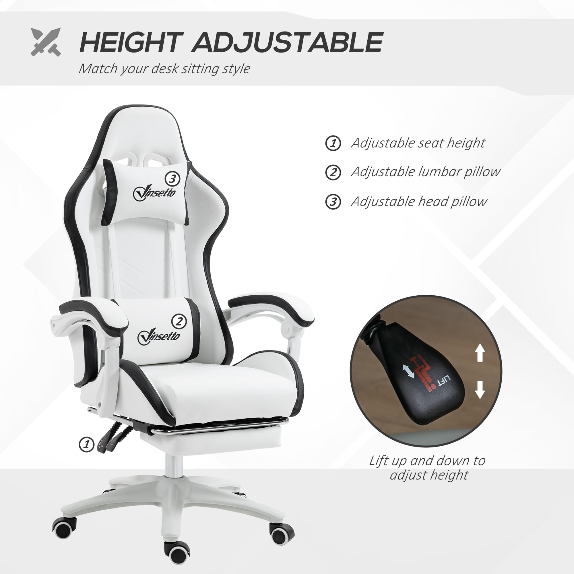 Reclining Gaming Chair with Pull-Out Footrest and Lumbar Pillow - image 1