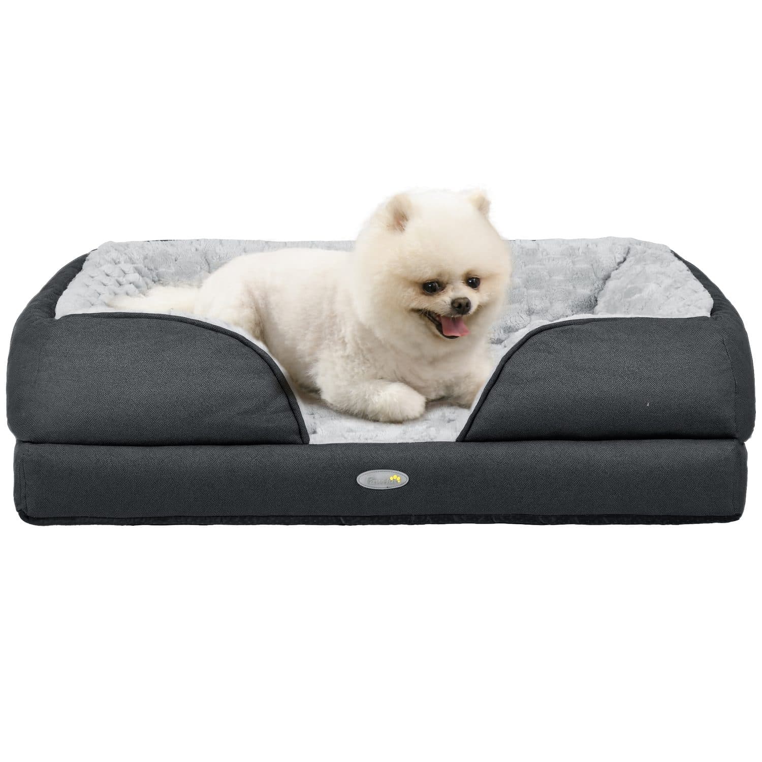 Bolster Dog Bed with Washable Flannel Cover and Non-Slip Base