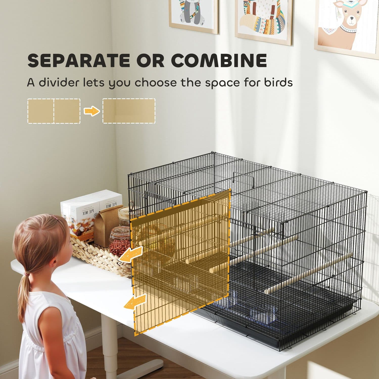 PawHut Divided Bird Cage for Budgies, Lovebirds and Canaries - image 5