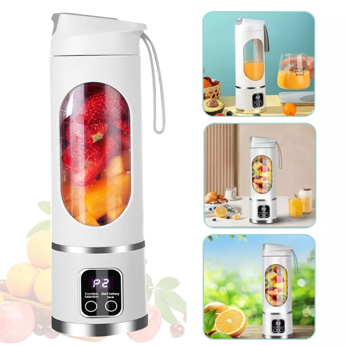 Portable USB Rechargeable Blender Cup – 450ml - Default