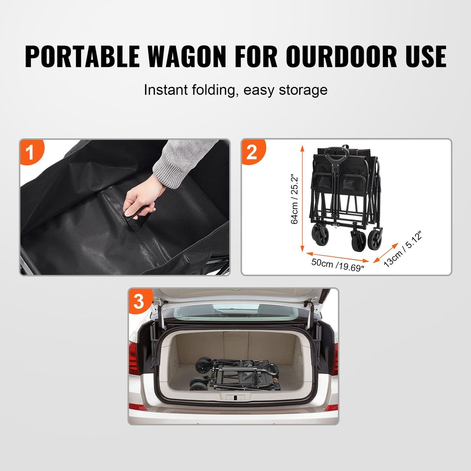 Collapsible Wagon Cart with 99.8 kg Load Capacity - image 1