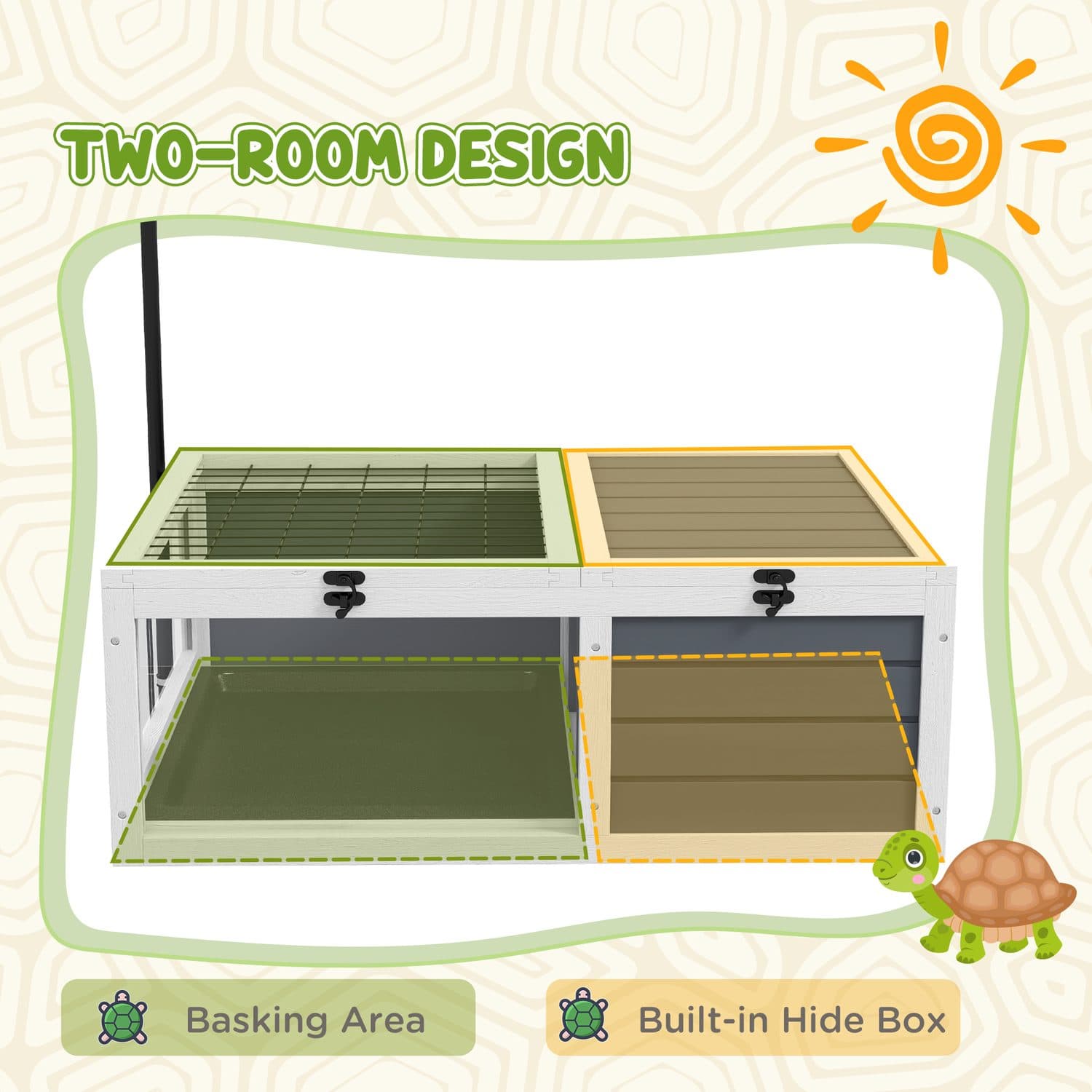 PawHut Two-Room Tortoise Table, Grey - image 1