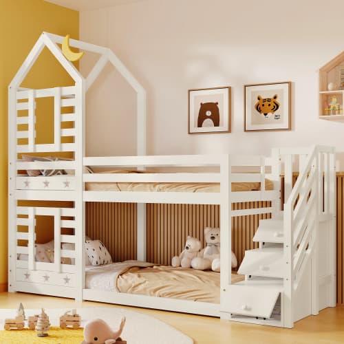 A Magical Cabin Bunk Bed with Clever Staircase Storage
