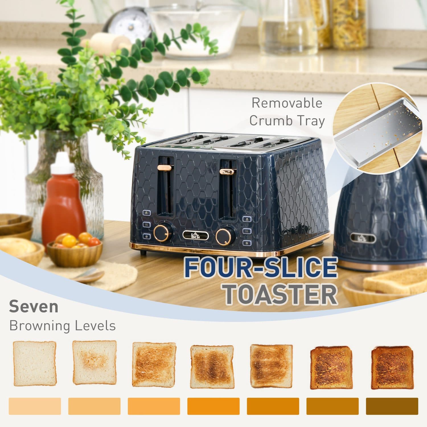 1.7L Fast-Boil Kettle and 4-Slice Toaster Set in Navy Blue - image 3