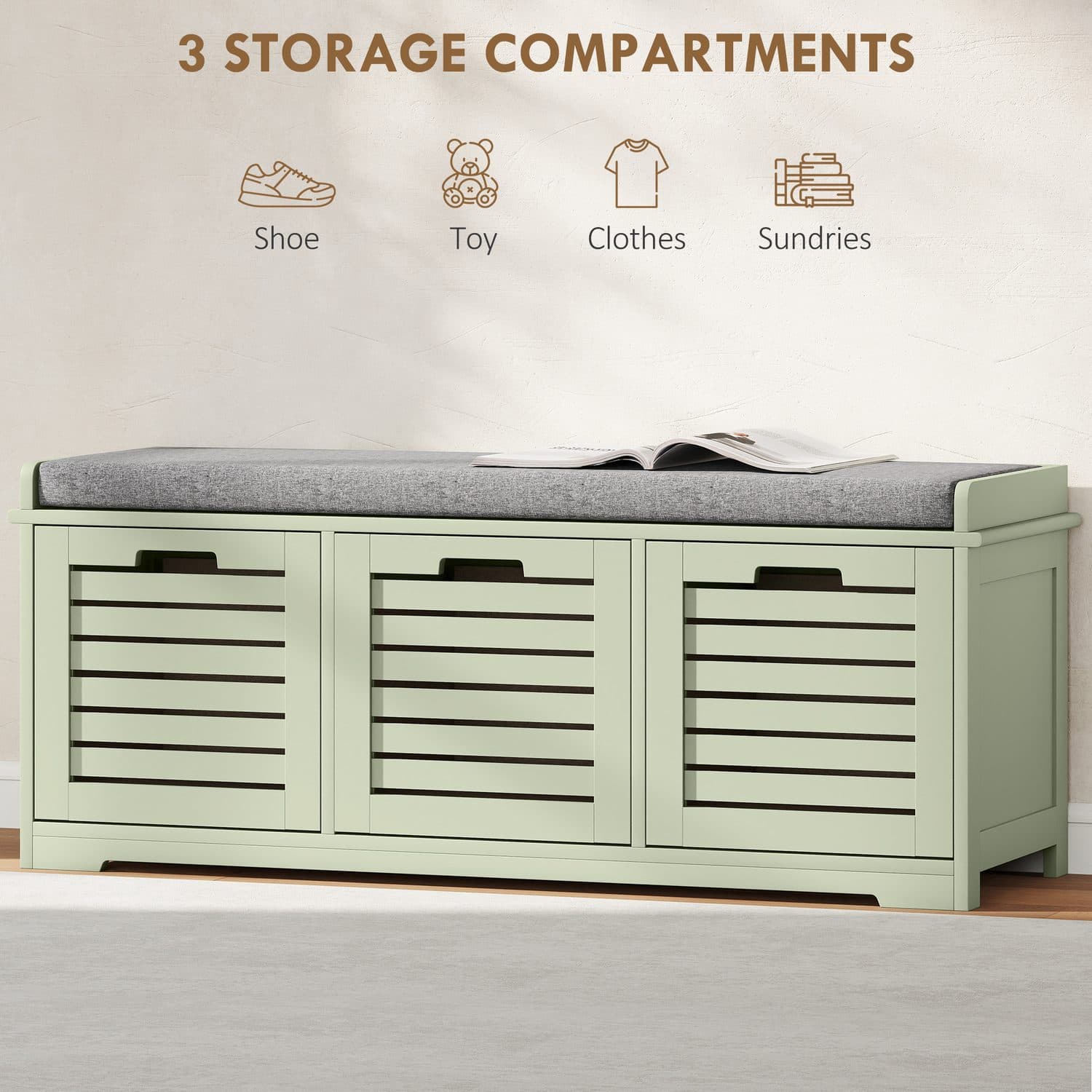 Green Shoe Storage Bench - image 4