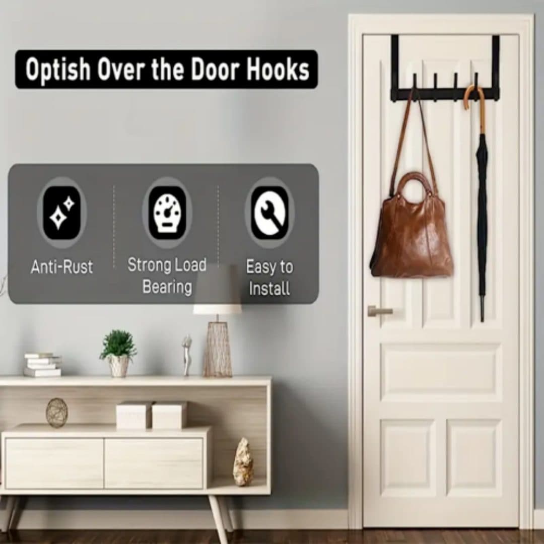 Heavy-Duty Over Door Hanger with Six Hooks in Matte Black - image 10