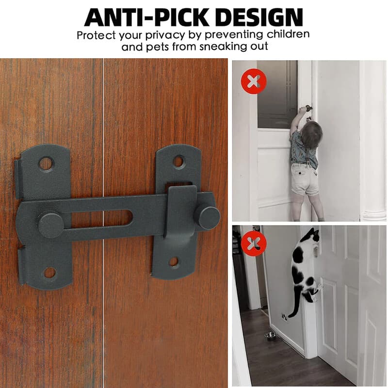 Sliding Bolt Door Latch in Matte Black with Fixing Screws - image 6
