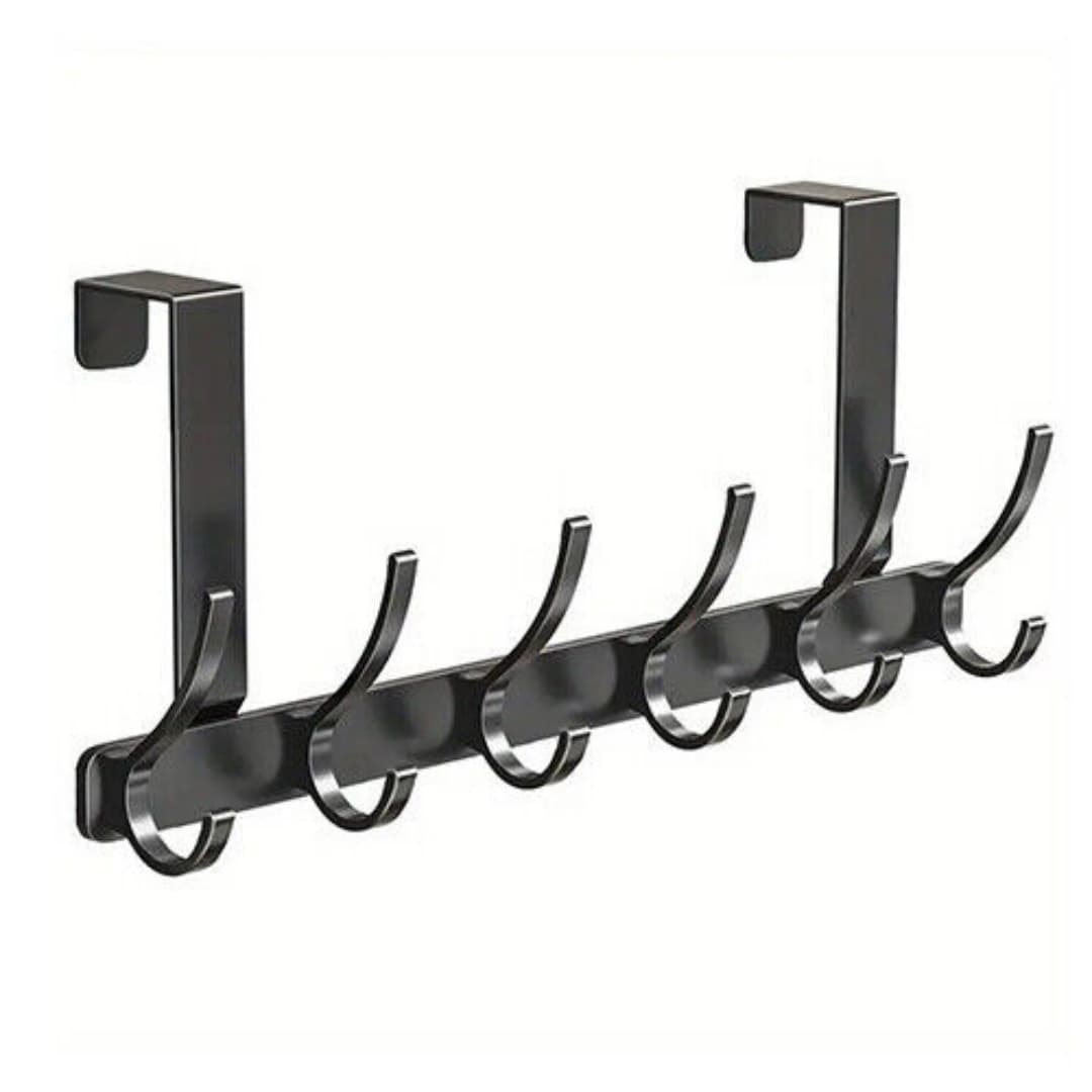 Heavy-Duty Over Door Hanger with Six Hooks in Matte Black - Default