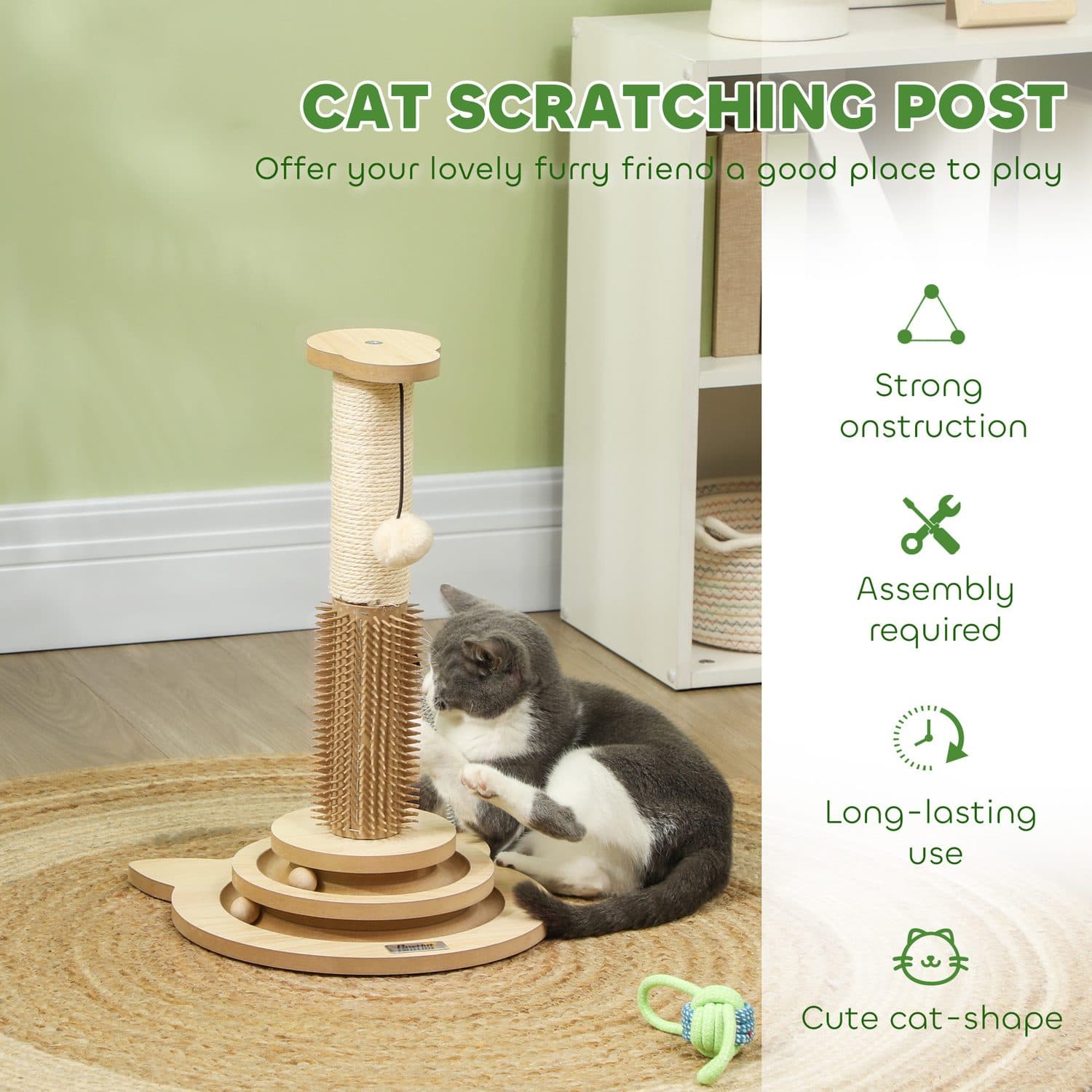 5-in-1 Cat Scratching Post with Sisal Post and Track Balls - image 5