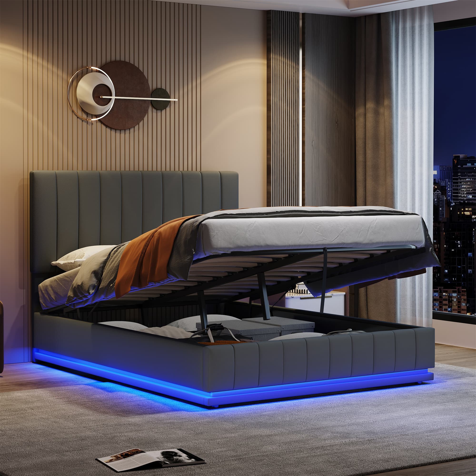 Smart LED Ottoman Storage Bed - image 1