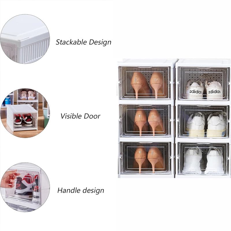 6-Tier Foldable Shoe Storage Stack with Clear Drop-Front Doors - image 4