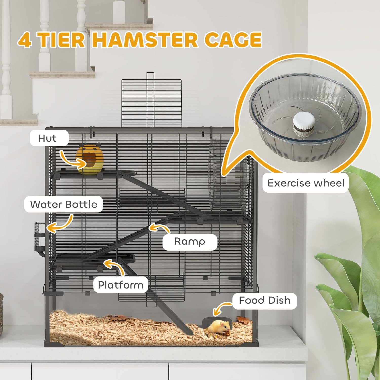 PawHut Four-Tier Hamster Cage with Deep Glass Bottom - image 3