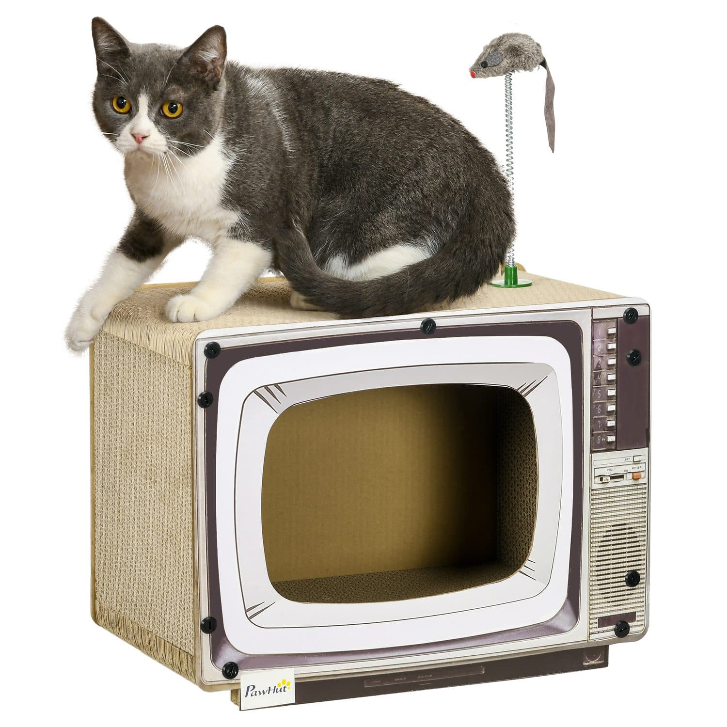 Keep Your Cat Entertained With a Retro TV Cat Scratcher - Mixed Brown