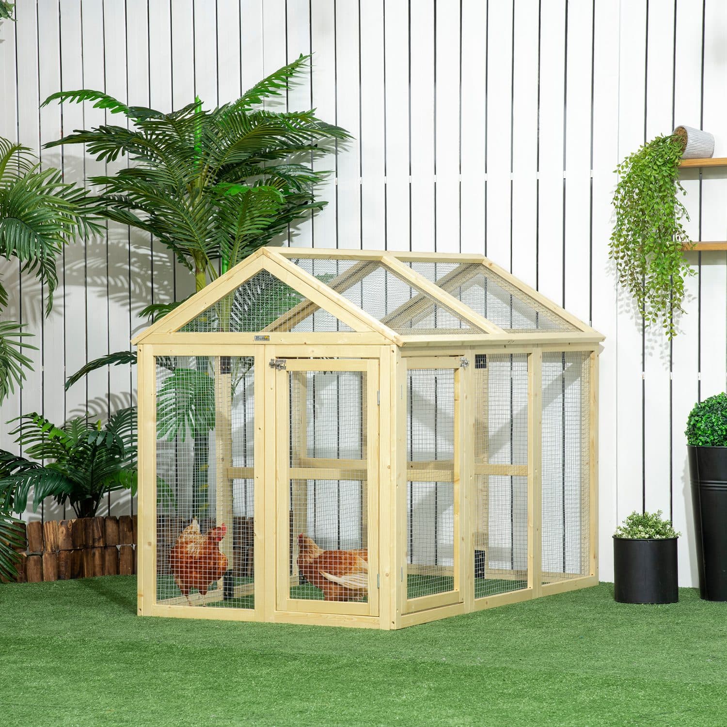 PawHut Large Wooden Chicken Run with Combinable Design - image 5