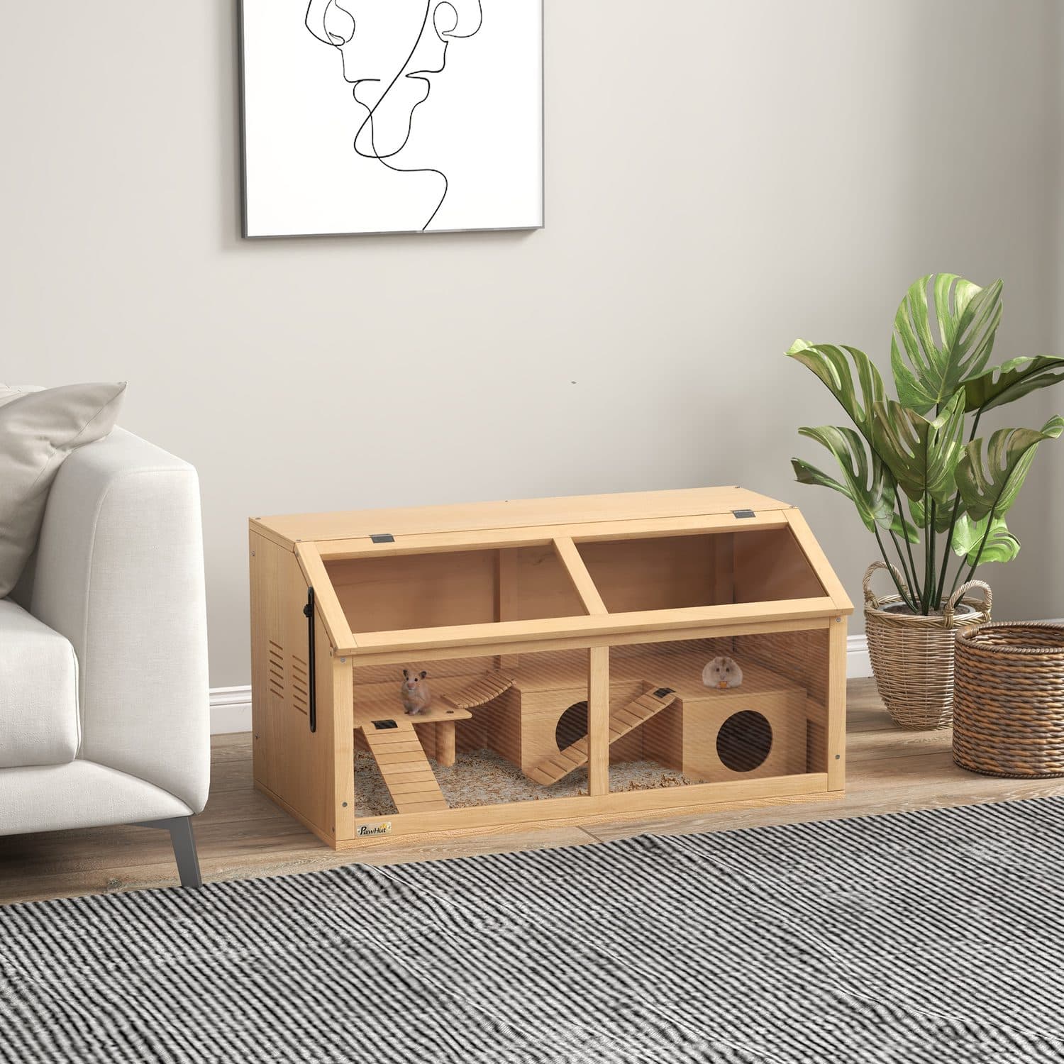 PawHut Hamster Cage with Suspension Bridge - image 1