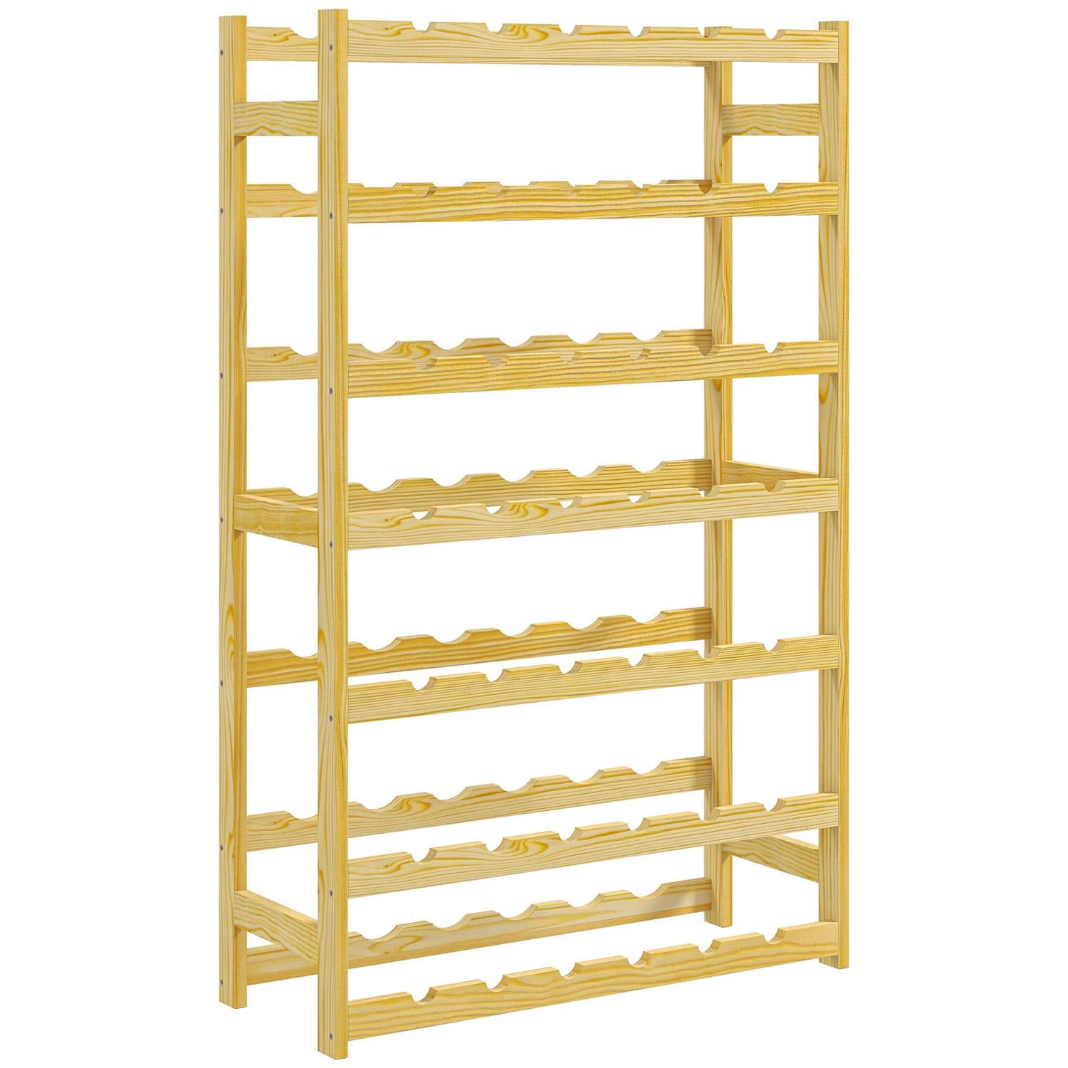 Slim 42-Bottle Pine Wine Rack - Natural wood finish