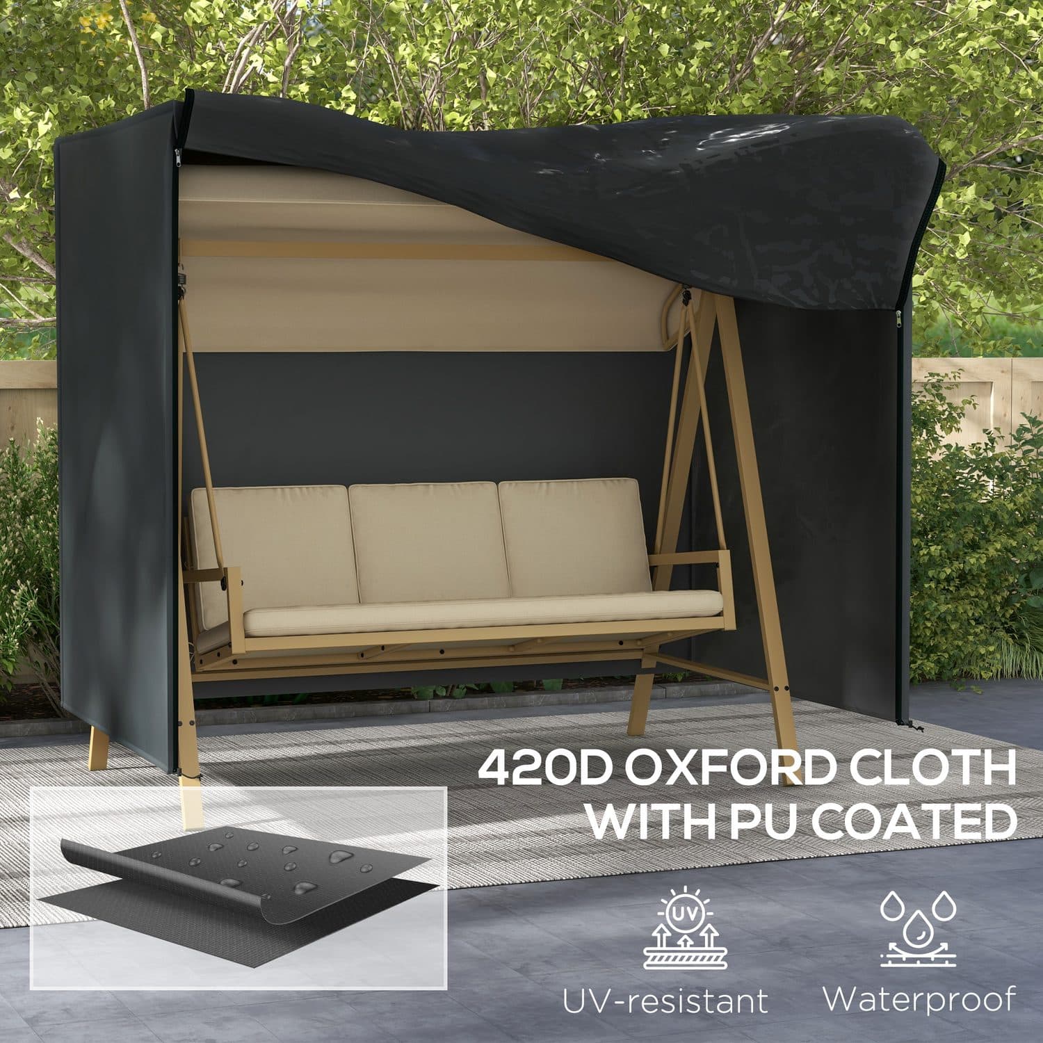 Black Swing Chair Cover for Three-Seater Frames - image 1