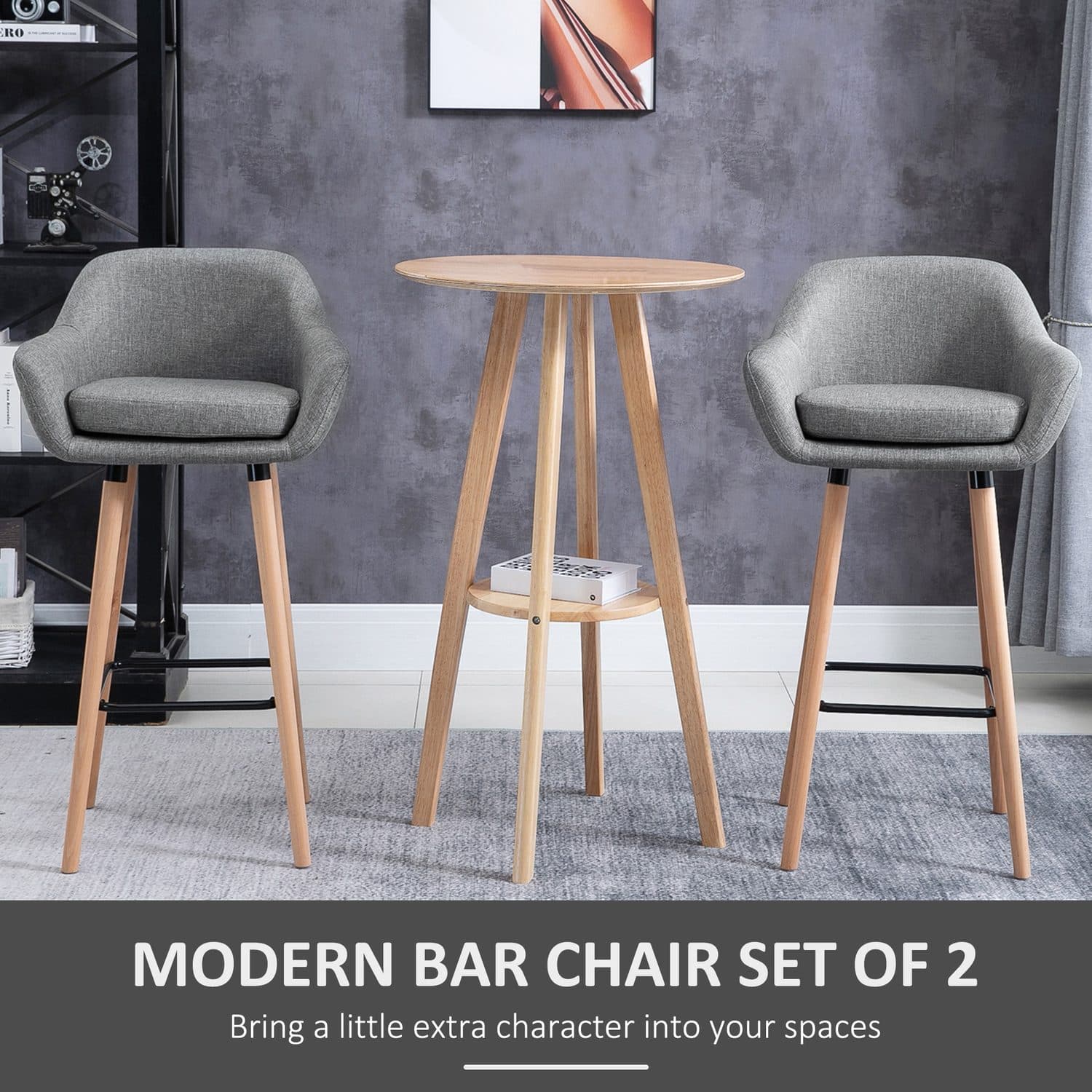 Modern Grey Linen Bar Stools - image 4