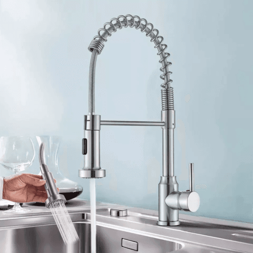 Pull Out Kitchen Mixer Tap with Flexible Spring Spout - image 5