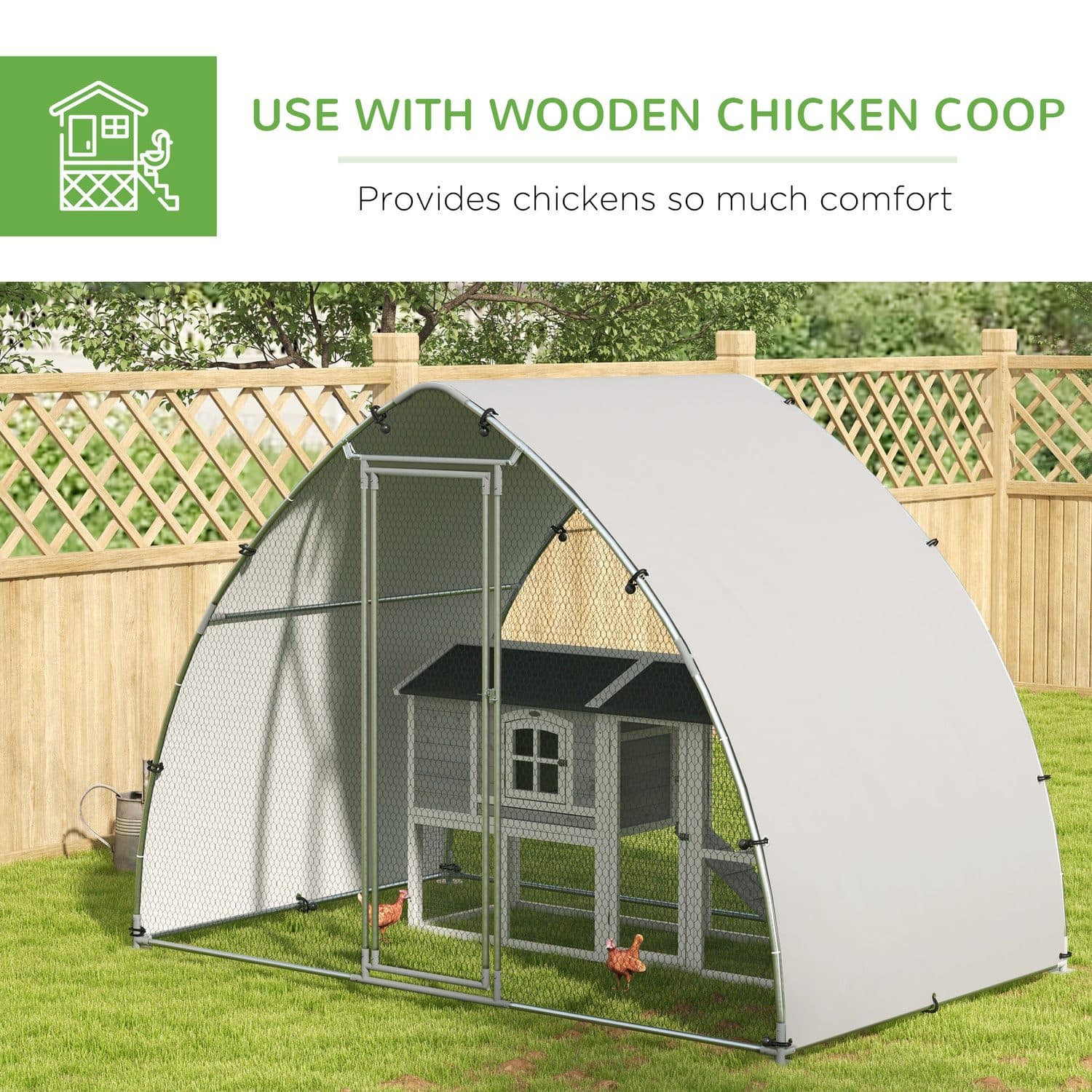 PawHut Galvanised Outdoor Chicken Coop, 3 x 1.9 x 2.2m - image 1