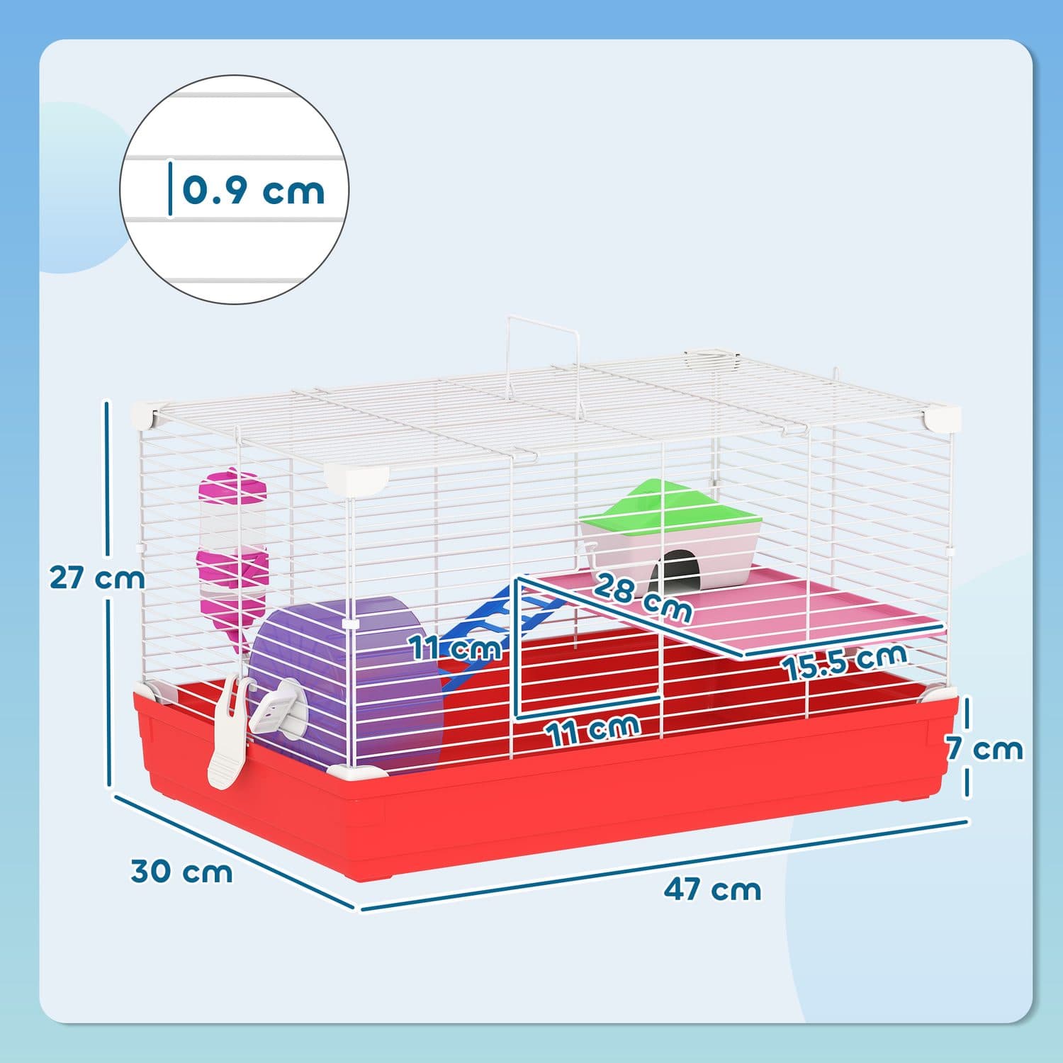 2-Story Small Animal Cage Kit with Handle & Exercise Wheel - image 1