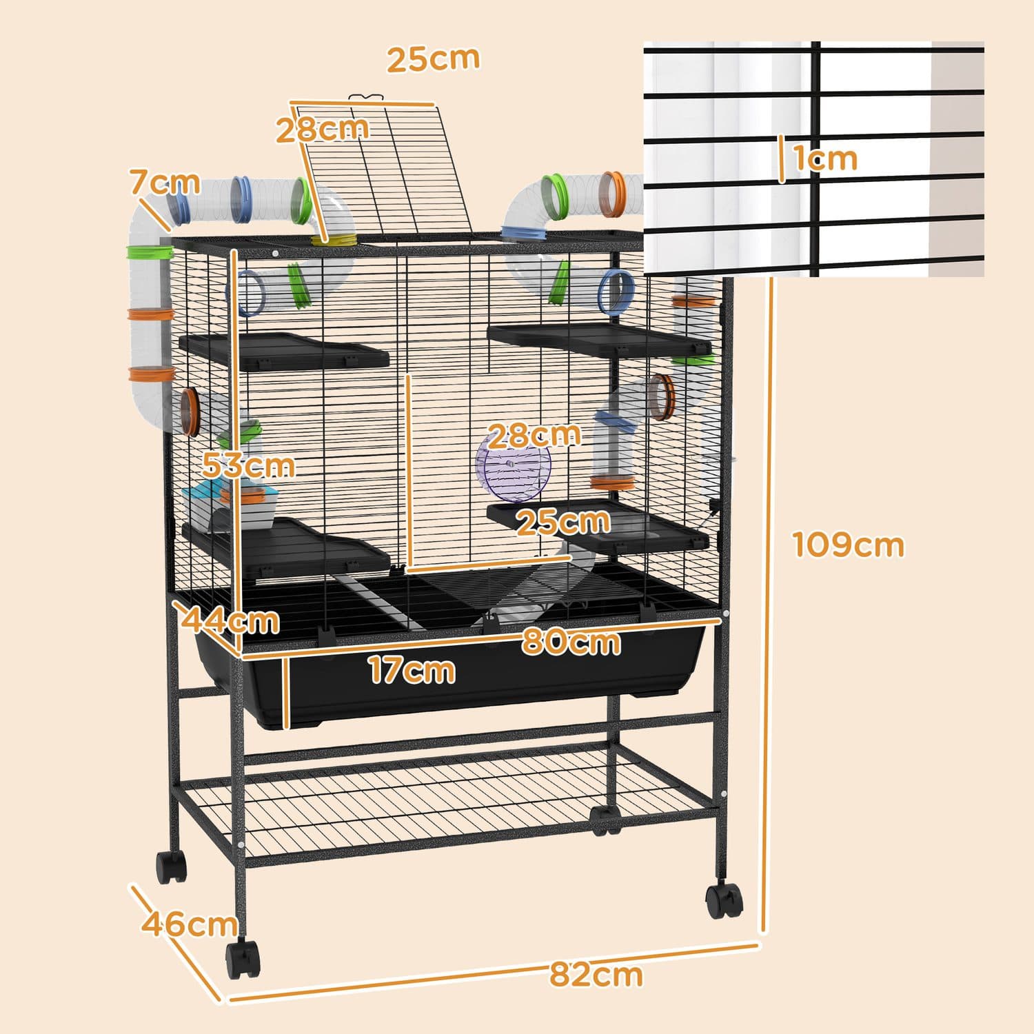 Large Hamster Cage with Tubes, Running Wheel & Platforms - image 4