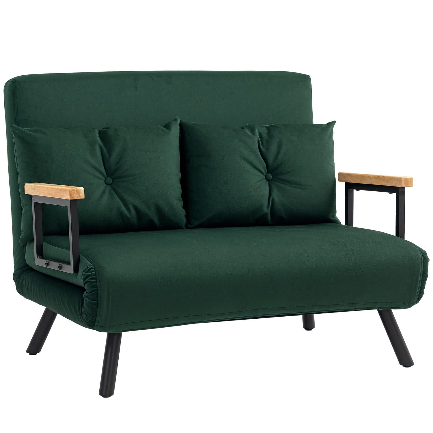 4-in-1 Green Velvet Double Sofa Bed