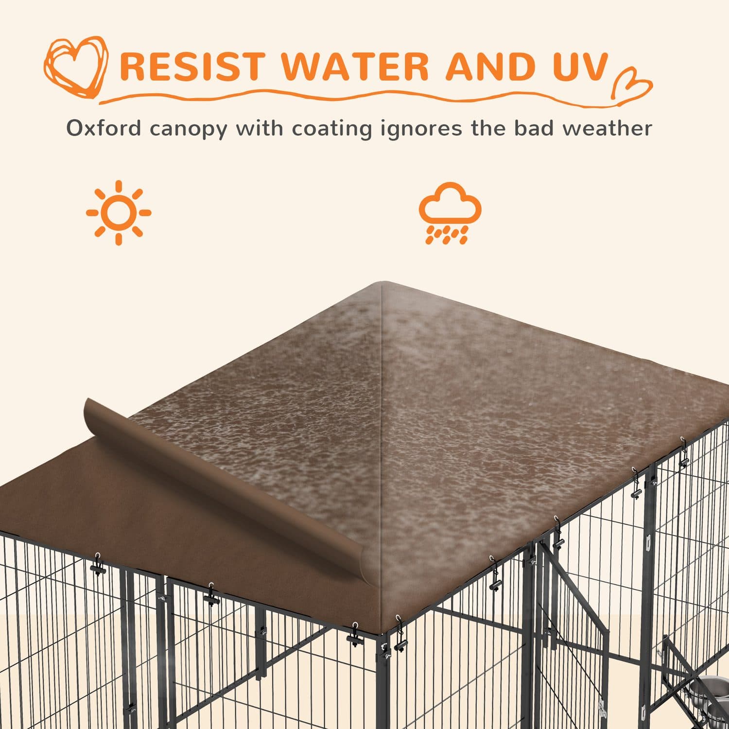 PawHut Outdoor Dog Kennel & Play Pen with Canopy - image 5
