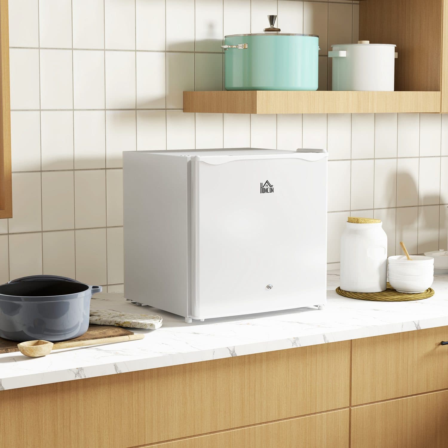 Cream White 46L Lockable Countertop Fridge - image 4