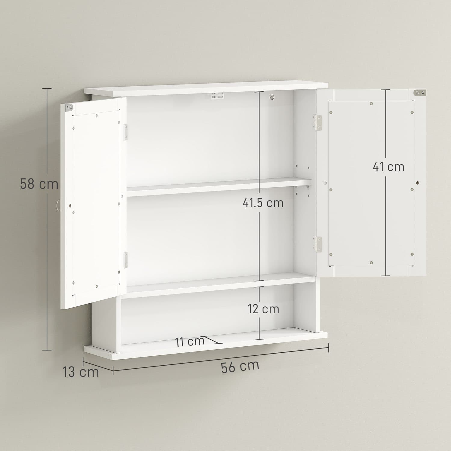 White Bathroom Mirror Cabinet with Adjustable Storage - image 3