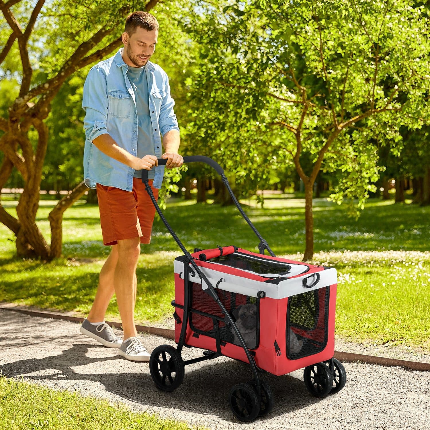 Foldable Pet Stroller with Detachable Carrier - image 2