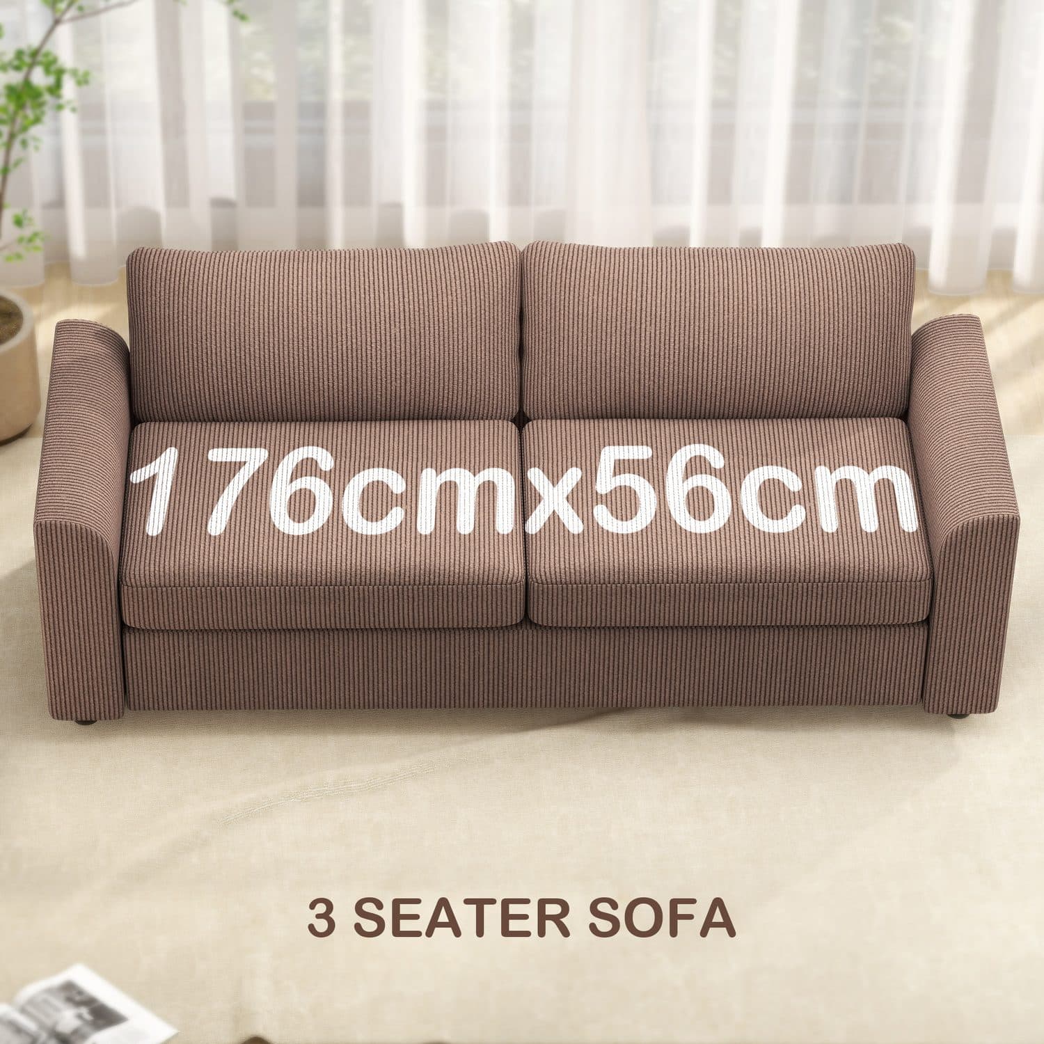 3 Seater Jumbo Cord Sofa - image 1