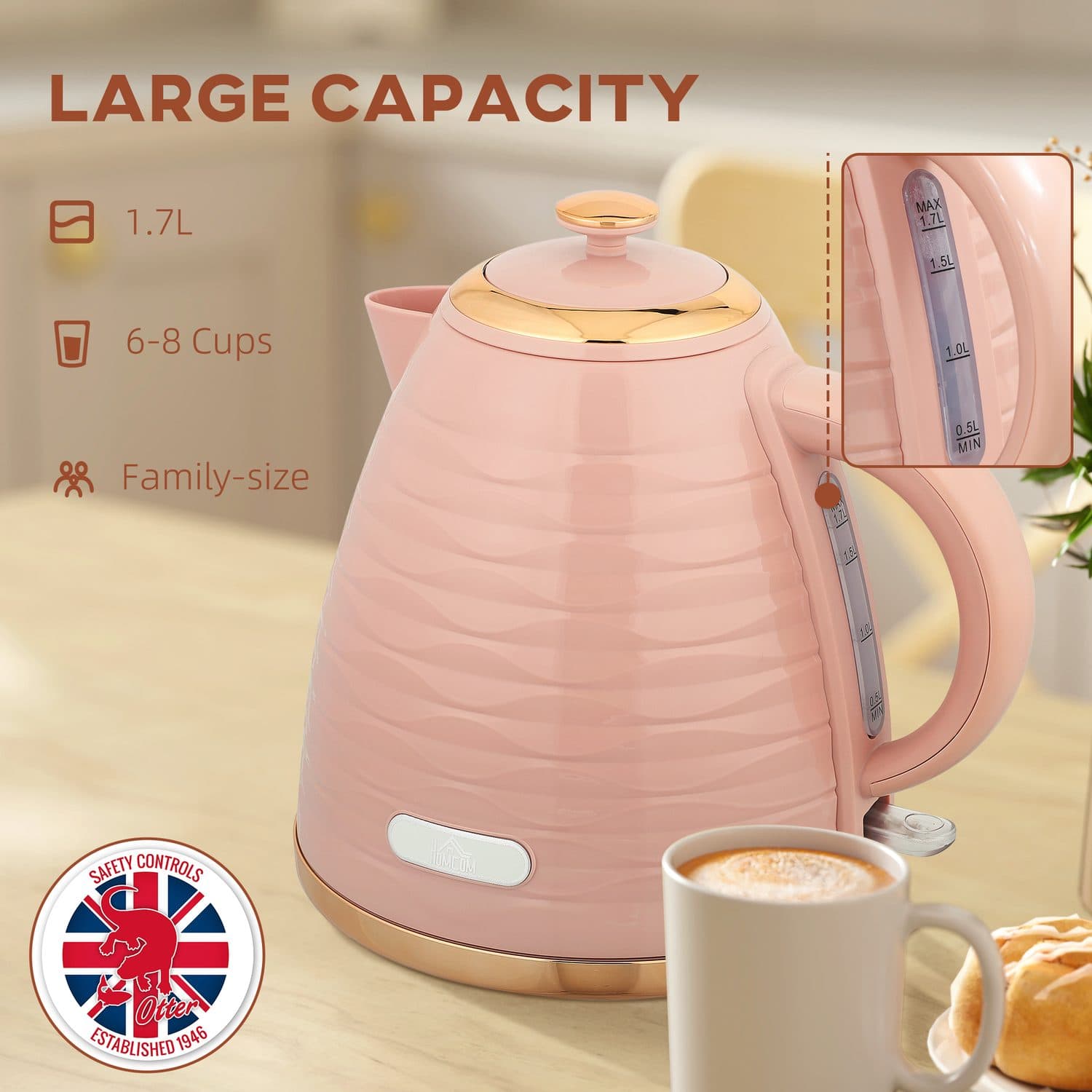Pink 1.7L Honeycomb Rapid Boil Kettle - image 5