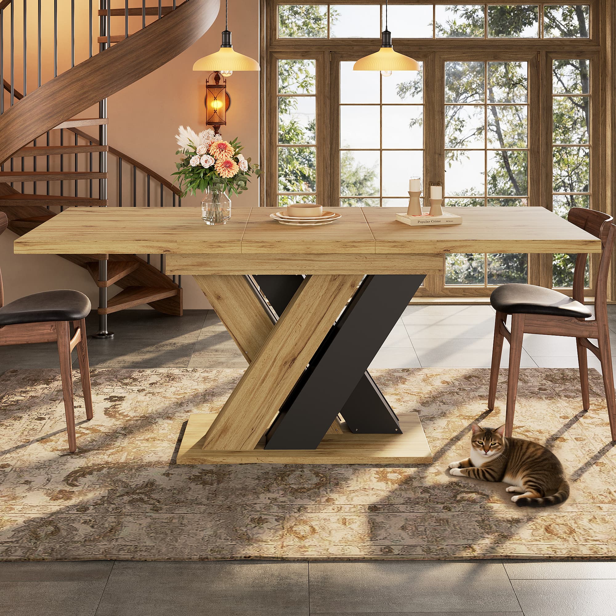 Extendable X-Leg Dining Table - image 3