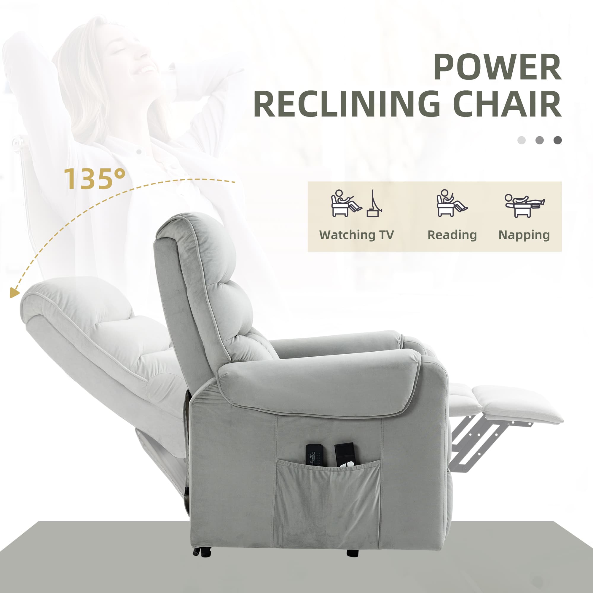 Rise and recline with eight massage points, hands-free - image 2