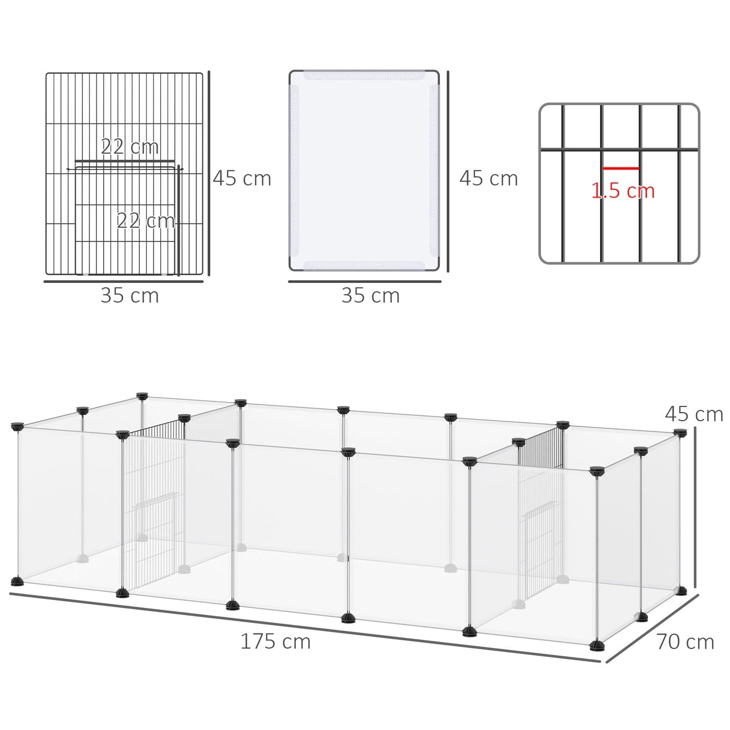 PawHut 18-Panel DIY Playpen for Guinea Pigs and Hedgehogs - image 4