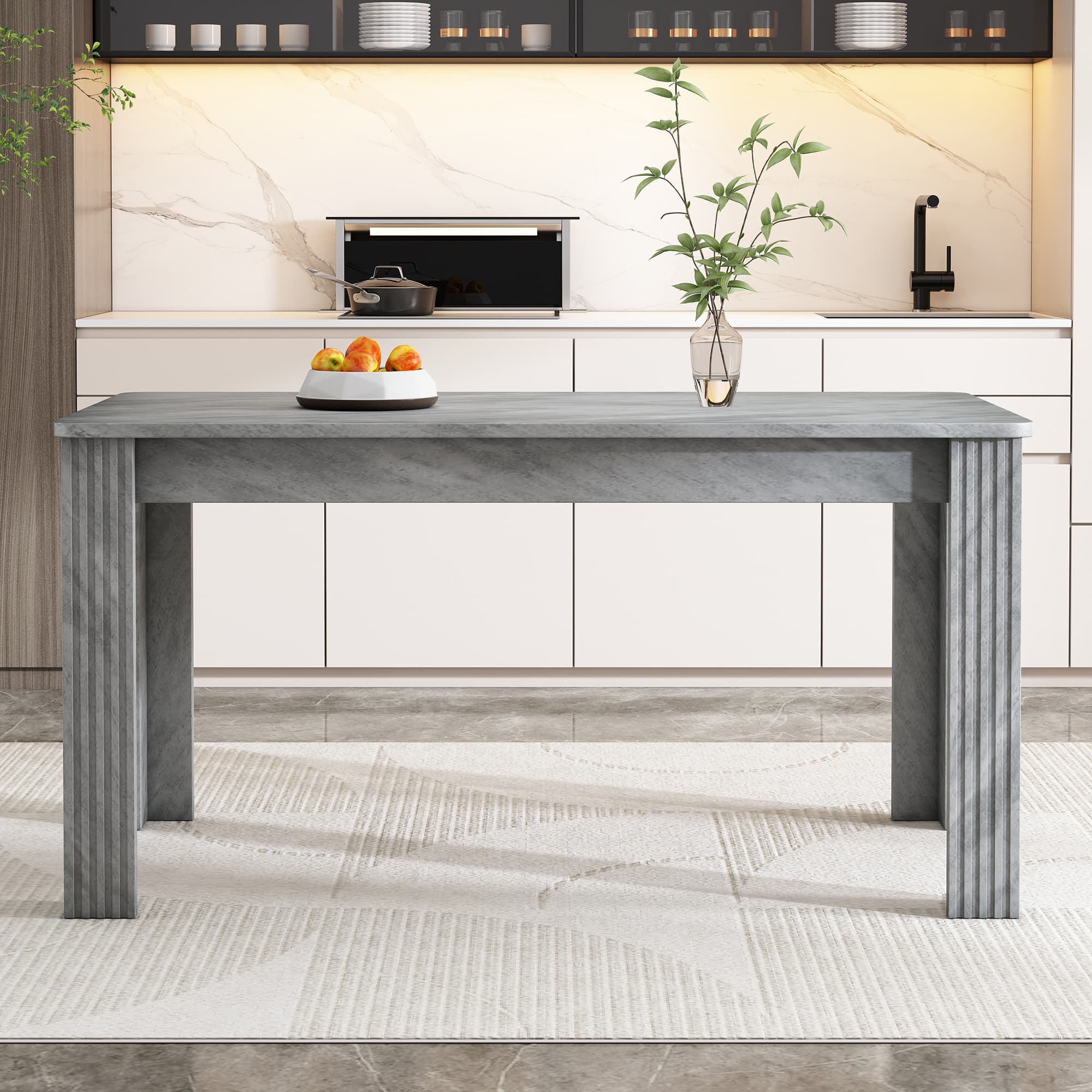 Grey Rectangular Dining Table for 4 People - image 5