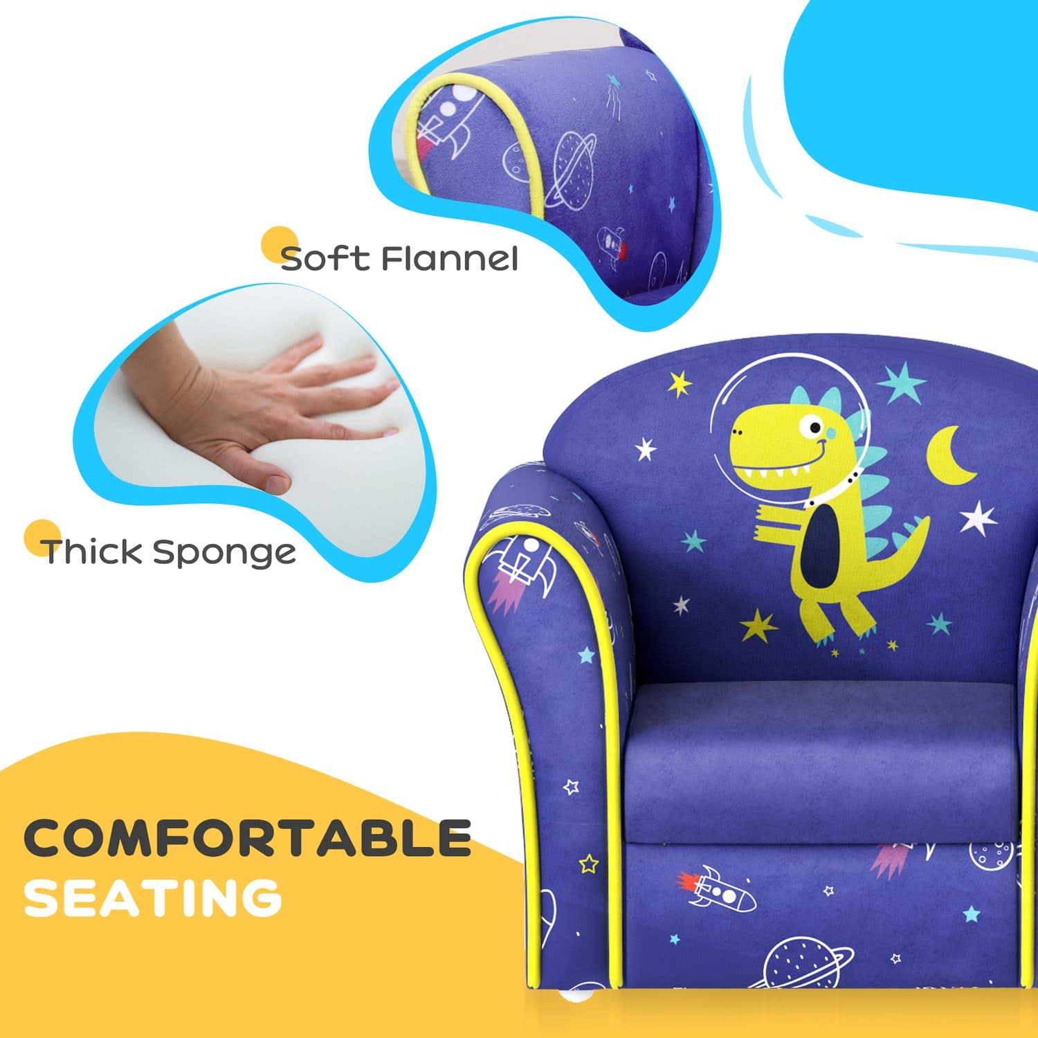 Blue kids armchair for cosy toddler reading corners - image 4