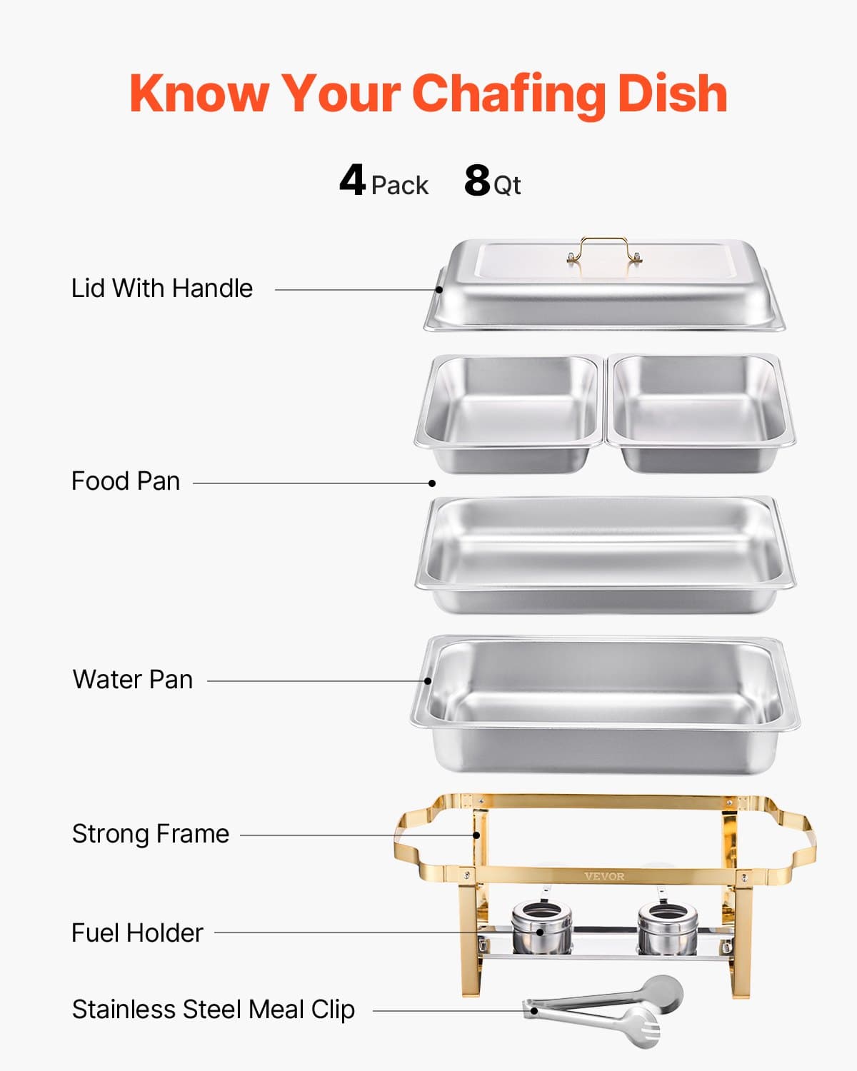 Gold Chafing Dish Buffet Set for Parties & Banquets (4-Pack) - image 3