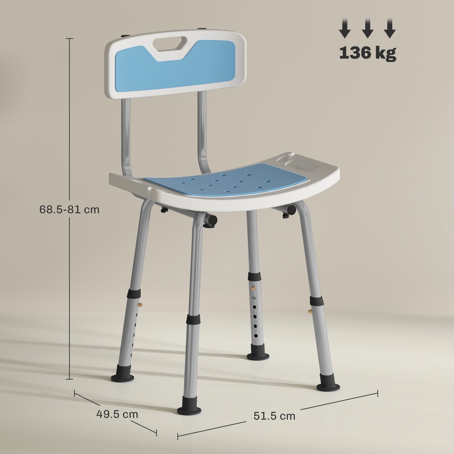 Light Blue Shower Chair with Supportive Backrest - image 2