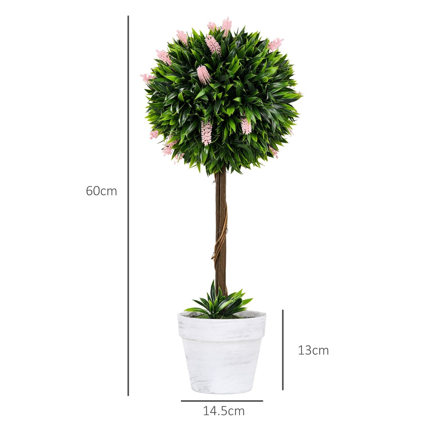 Set of 2 Pink Artificial Ball Tree Plants - image 4