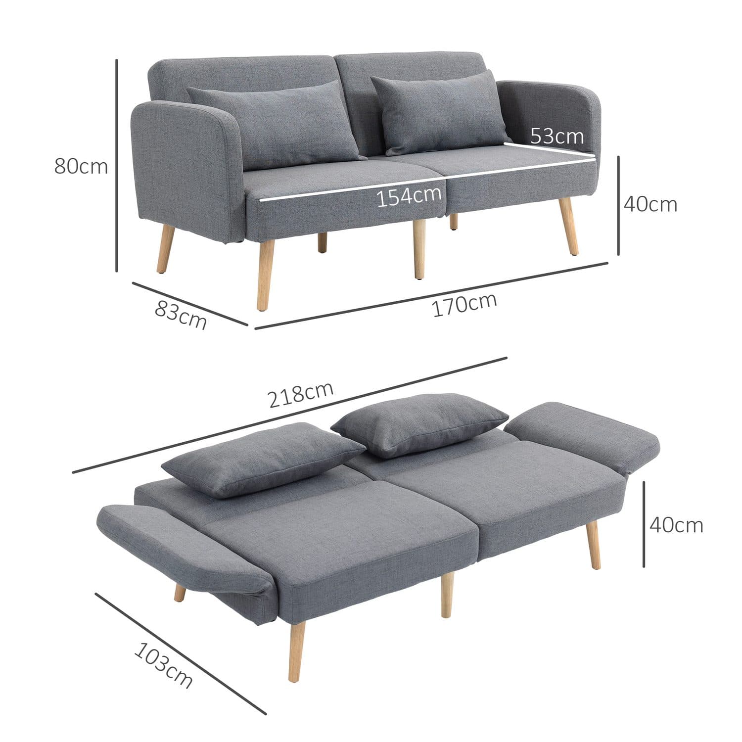 Grey Click-Clack Sofa Bed - image 1