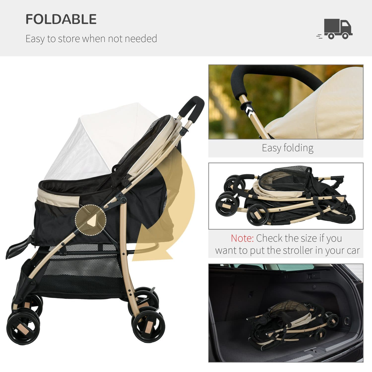 PawHut Pet Stroller with Mesh Basket and Weather Cover - image 1