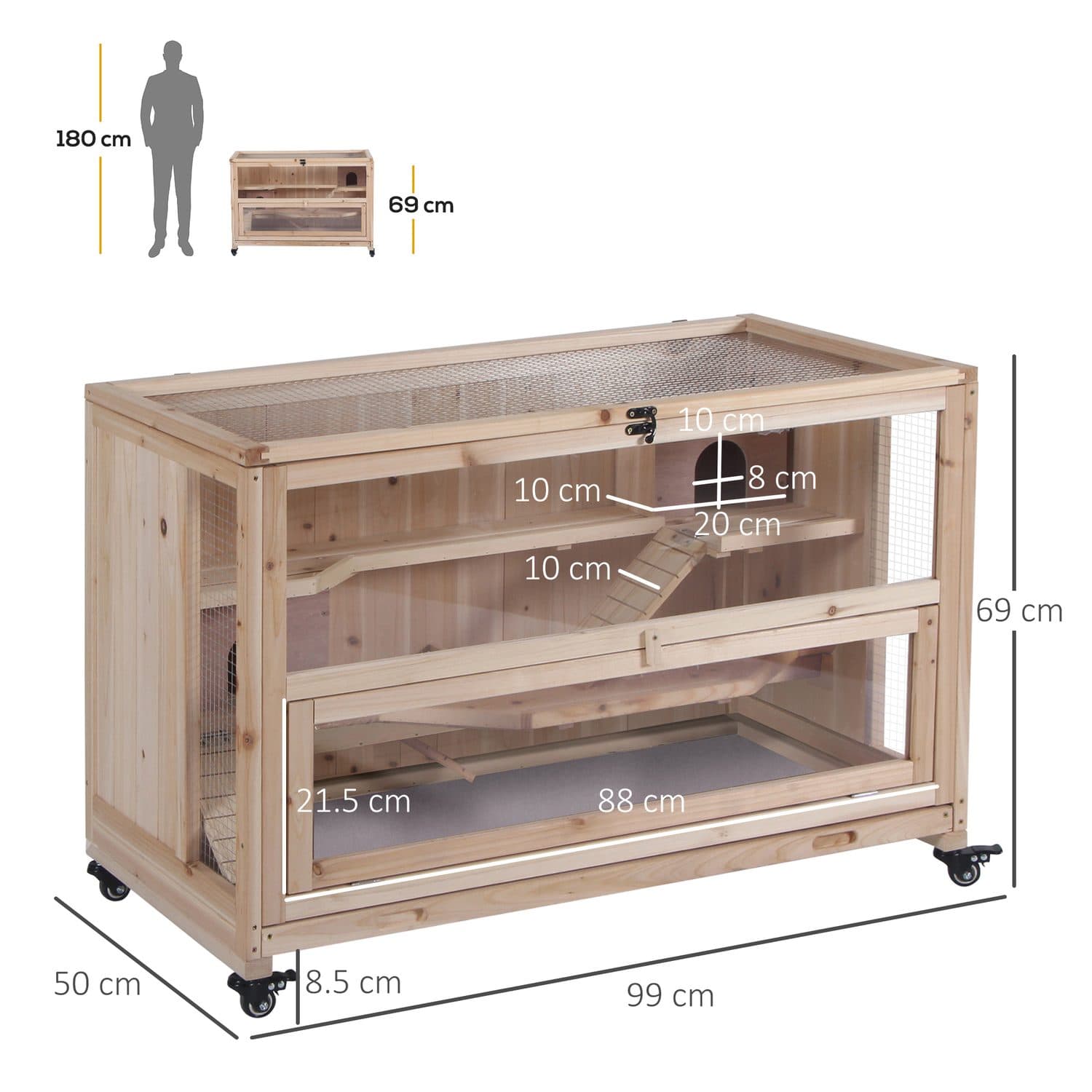 PawHut Three-Level Hamster Cage for Small Animals - image 4