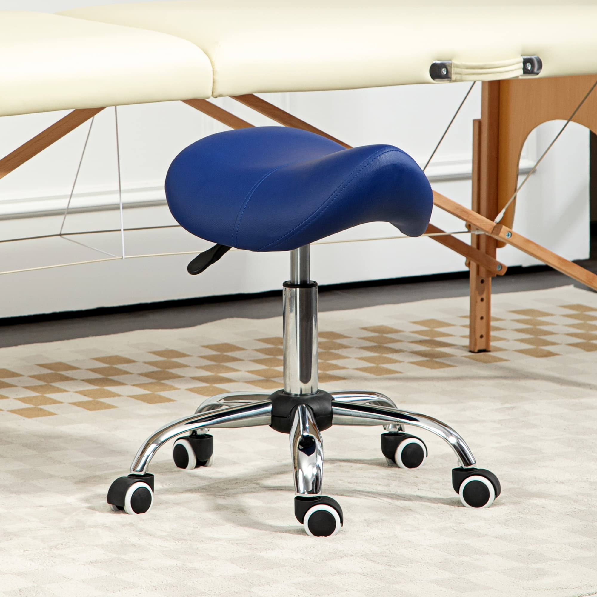 Dark Blue Saddle Salon Stool for Adjustable Support - image 5