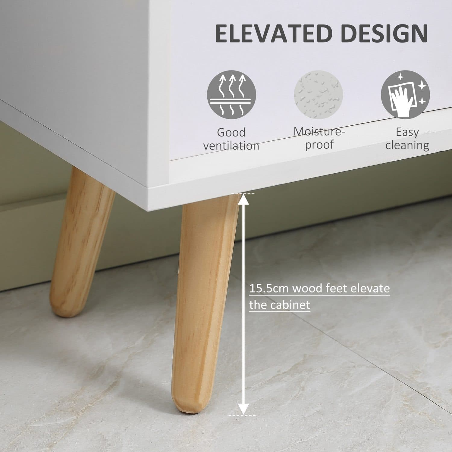 White 6-Cube Unit with 3 Fabric Drawers and Scandi-Style Legs - image 3
