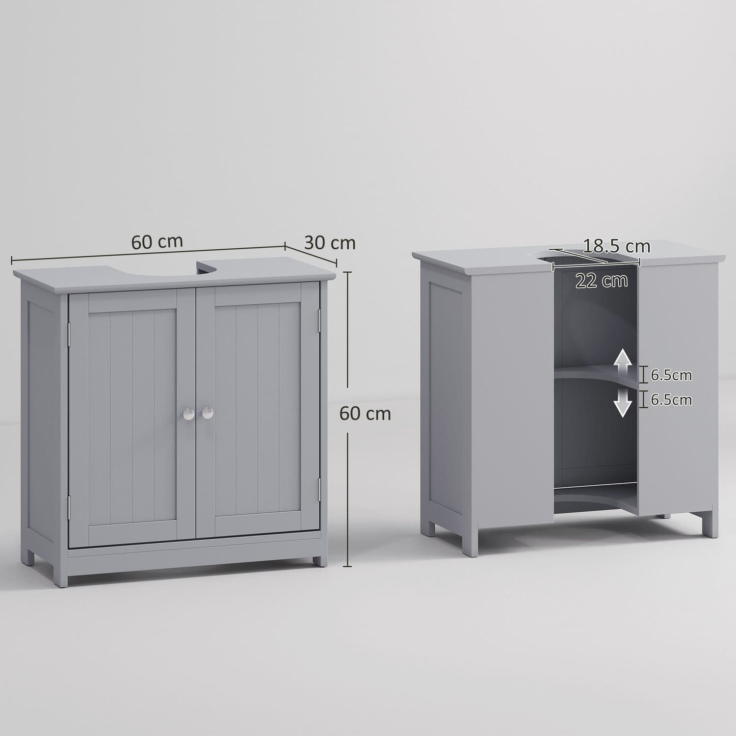 Classic Grey Under-Sink Cabinet with Adjustable Shelf - image 5